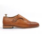 DANZIO Tan Crust Leather Monk Shoes