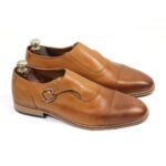 DANZIO Tan Crust Leather Monk Shoes