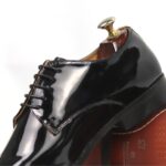 DANZIO Black Patent Leather Derby Shoes For Men