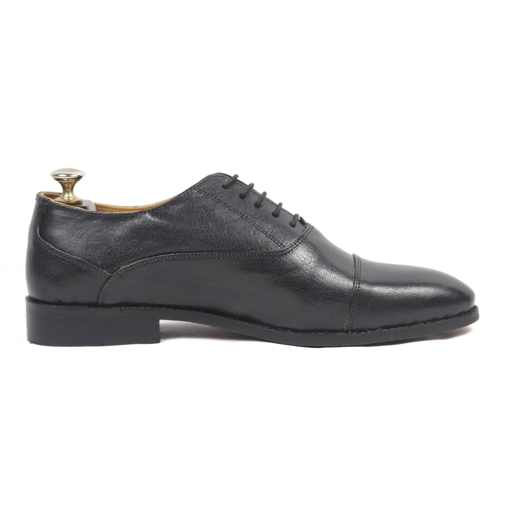 Black Textured Leather Oxford Shoes for Men | DANZIO