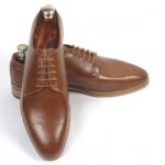 DANZIO Brown Vachetta Leather Derby Shoes For Men