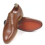 DANZIO Brown Vachetta Leather Derby Shoes For Men