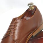 DANZIO Brown Vachetta Leather Derby Shoes For Men