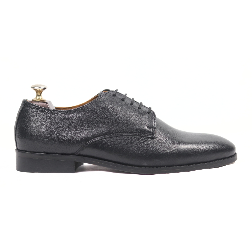 DANZIO Black PDM Leather Derby Shoes For Men