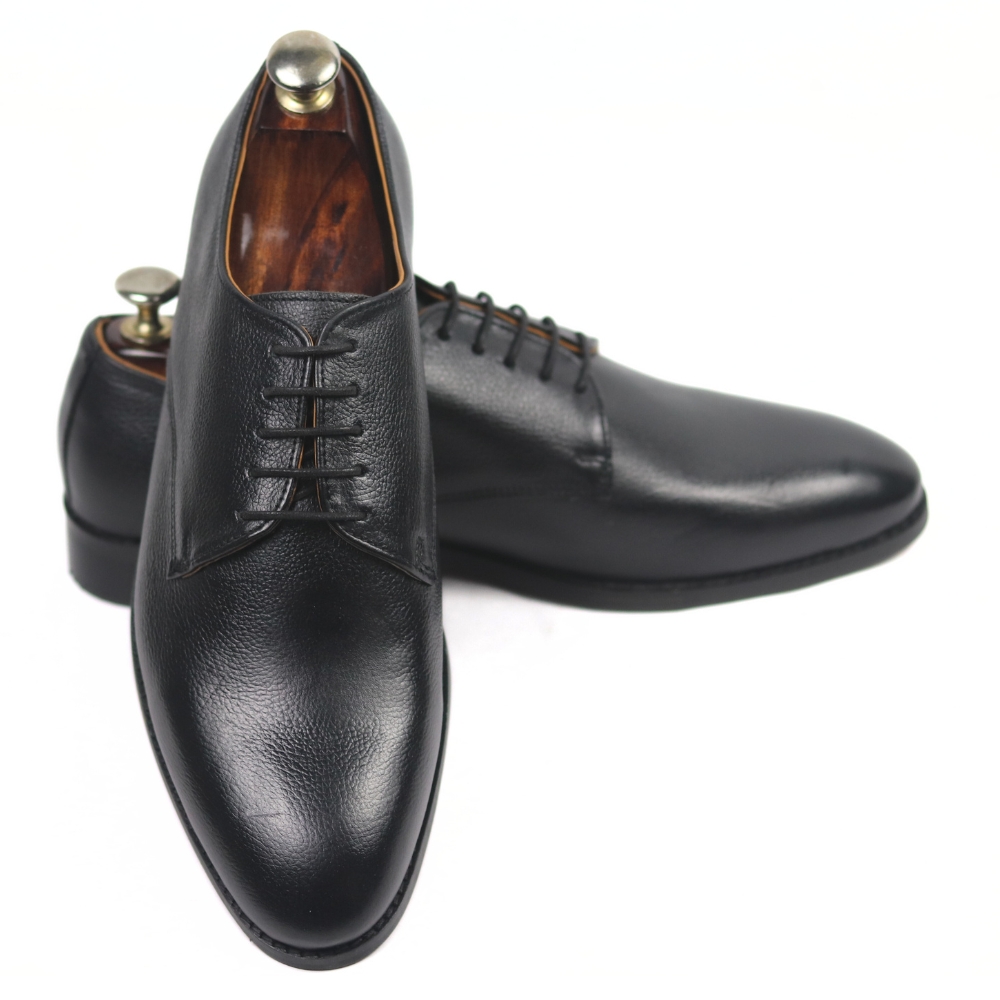 DANZIO Black PDM Leather Derby Shoes For Men