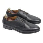 DANZIO Black PDM Leather Derby Shoes For Men