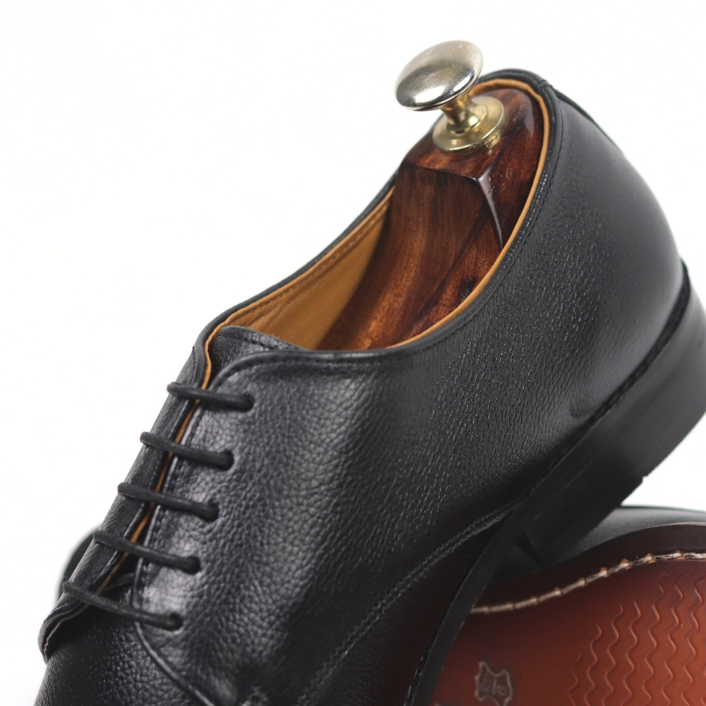 DANZIO Black PDM Leather Derby Shoes For Men