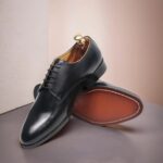 DANZIO Classic Black Leather Derby Shoes For Men