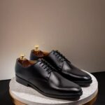 DANZIO Classic Black Leather Derby Shoes For Men