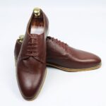 DANZIO Brown PDM Leather Derby Shoe For Men