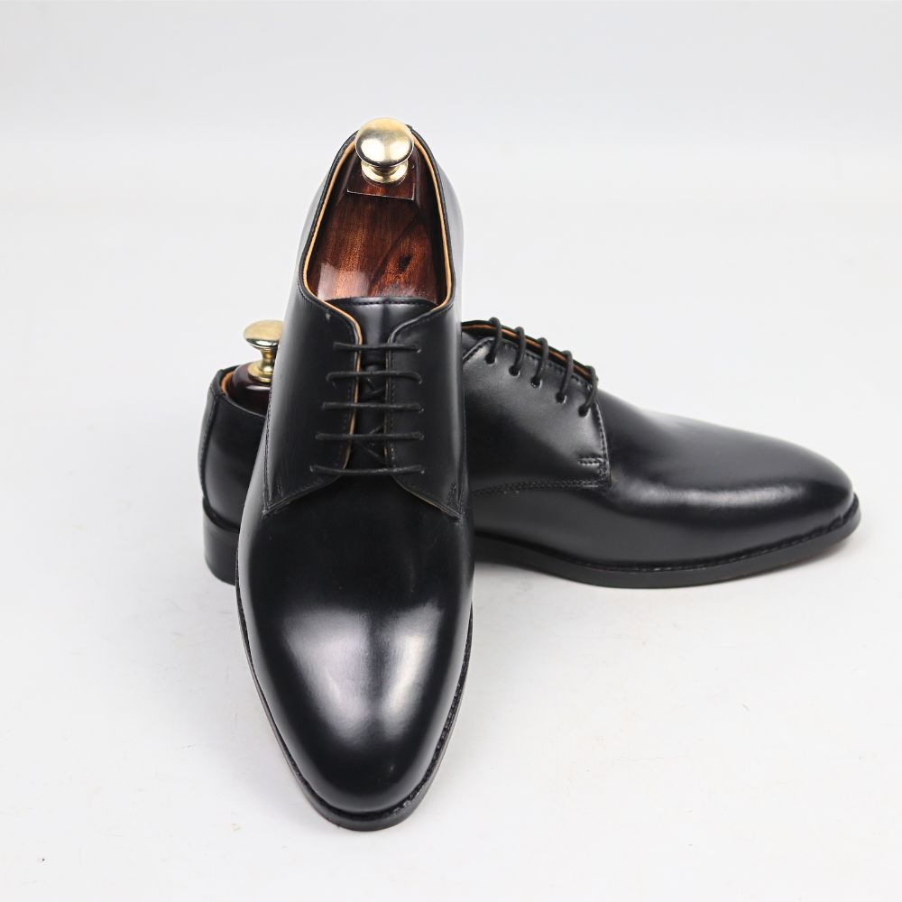 DANZIO Classic Black Leather Derby Shoes For Men