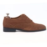 DANZIO Brown Suede Leather Brogue Oxford Shoes For Men