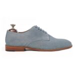 DANZIO Sky-Blue Suede Leather Derby Shoes For Men