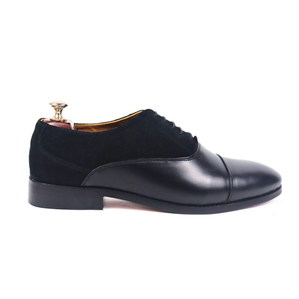 DANZIO Black CG-Suede Leather Oxford Shoes For Men