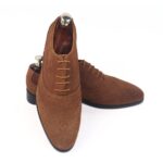 DANZIO Brown Suede Leather Brogue Oxford Shoes For Men