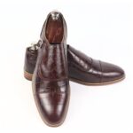 DANZIO Maroon Croco-Print Monk Shoes