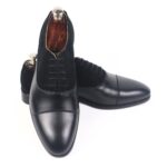DANZIO Black CG-Suede Leather Oxford Shoes For Men