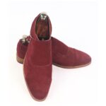 DANZIO Maroon Suede Leather Monk Shoes