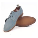 DANZIO Sky-Blue Suede Leather Derby Shoes For Men