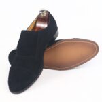 DANZIO Black Suede Leather Monk Shoes