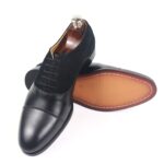 DANZIO Black CG-Suede Leather Oxford Shoes For Men