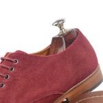 DANZIO Maroon Suede Leather Derby Shoes For Men