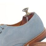 DANZIO Sky-Blue Suede Leather Derby Shoes For Men