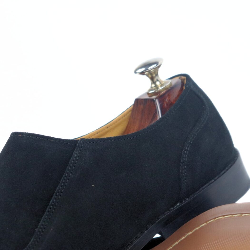 DANZIO Black Suede Leather Monk Shoes