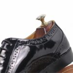 DANZIO Black Patent Leather Brogue Oxford Shoes For Men