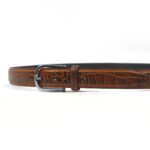 DANZIO Tan Croco-Print Leather Belt