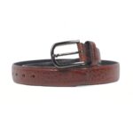 DANZIO Brown Croco-Print Leather Belt