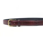 DANZIO Maroon Croco-Print Leather Belt