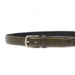 DANZIO Olive-Green Croco-Print Leather Belt