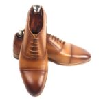 DANZIO Tan Crust Leather Oxford Shoes For Men