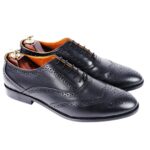 DANZIO Black CG Leather Brogue Oxford Shoes For Men