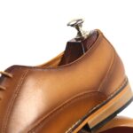 DANZIO Tan Crust Leather Oxford Shoes For Men