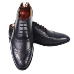 DANZIO Black CG Leather Brogue Oxford Shoes For Men