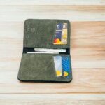 DANZIO Olive Green Suede Leather Bi-Fold Card Holder