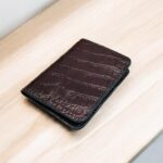 DANZIO Maroon Croco-Print Leather Bi-Fold Card Holder