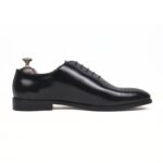 DANZIO Black Smooth Leather Wholecut Shoes For Men